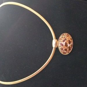 Gold tone and rhinestone statement necklace